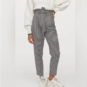 NWOT, H&M • Houndstooth Paperbag High Waisted Pants, Size 2